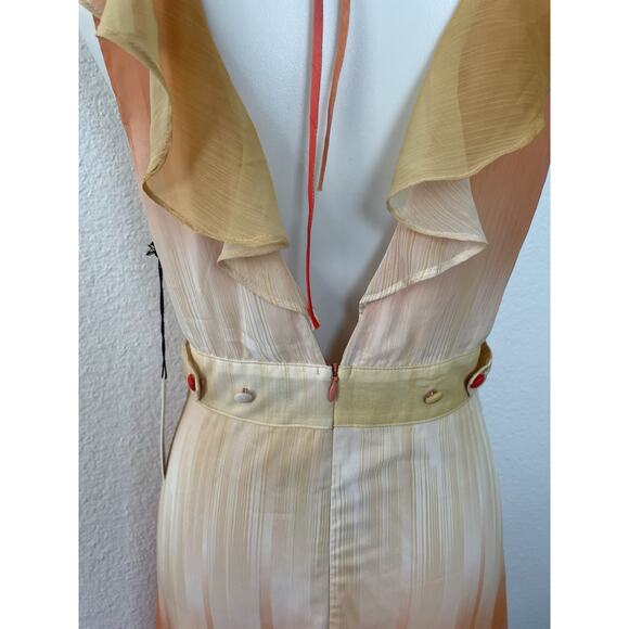 Flynn Skye Tank Dress Mid Side Slit Plunge Ruffled Ombre - Picture 9 of 12